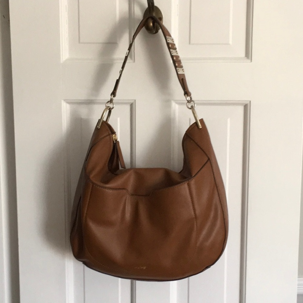 Nine West Tan Leather Hobo Shoulder Bag